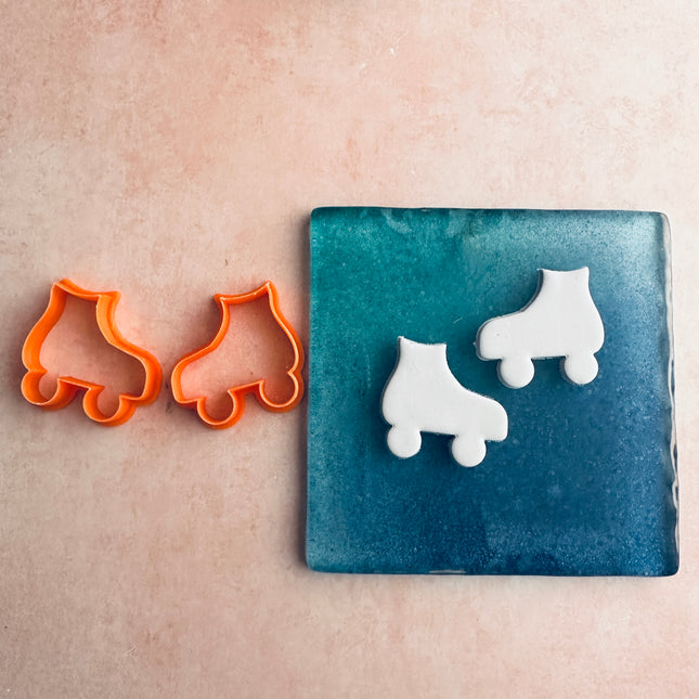 Roller Skates clay stud earrings cutter set | polymer clay 80s skates stud mini cutters - Create Along 