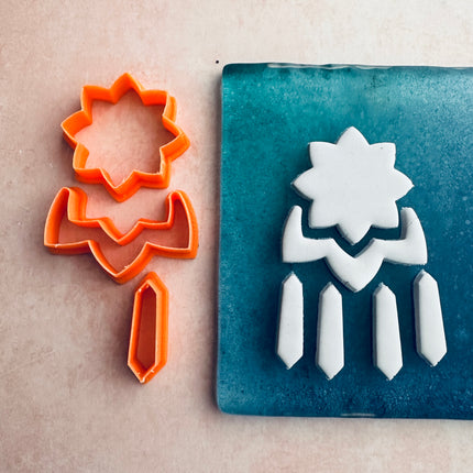 Lotus Crystal Drop polymer clay cutter set | flower clay earring cutters - Create Along 