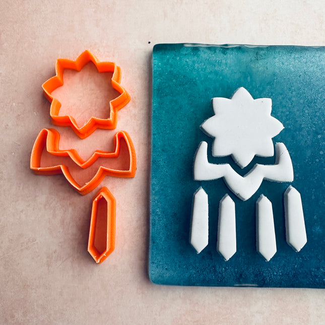 Lotus Crystal Drop polymer clay cutter set | flower clay earring cutters - Create Along 