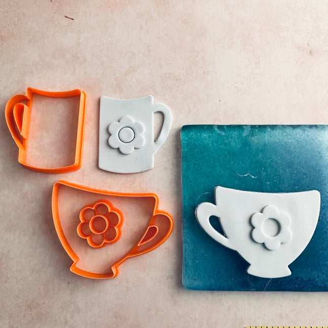 Fragrant Cup of Tea and Coffee mug polymer clay cutter set - Create Along 