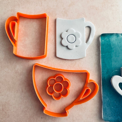 Fragrant Cup of Tea and Coffee mug polymer clay cutter set - Create Along 