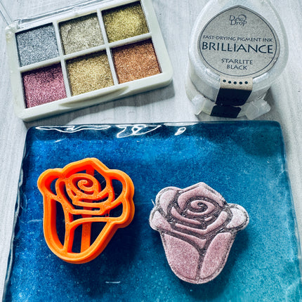 Rose mirrored clay earring cutter set | polymer clay rose cutter set - Create Along 