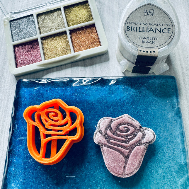 Rose mirrored clay earring cutter set | polymer clay rose cutter set - Create Along 