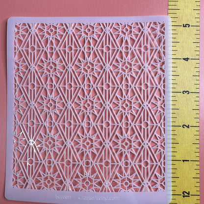 Sacred Shrine Polymer Clay Stencil – 5x5 Inch Mylar Texture Sheet | Stained Glass Geometric Design - Create Along 