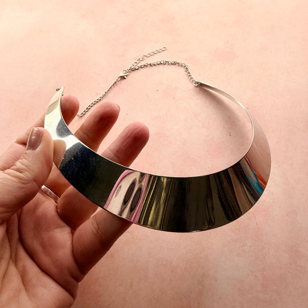 Silver Metal Collar Necklace Blank | Polymer Clay Coverable
