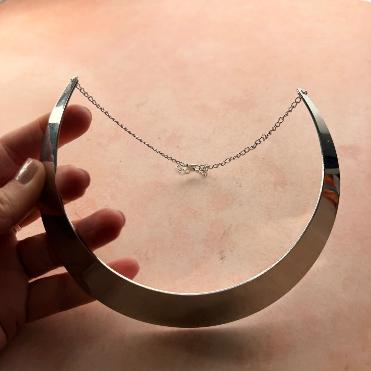 Silver Metal Collar Necklace Blank | Polymer Clay Coverable
