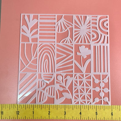 Organic Botanic Polymer Clay Stencil – 5x5 Inch Mylar Texture Sheet | 15 Hand-Drawn Patterns - Create Along 