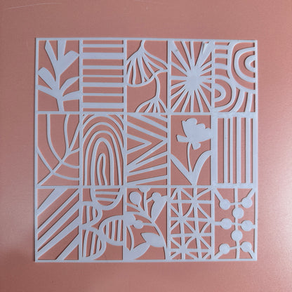 Organic Botanic Polymer Clay Stencil – 5x5 Inch Mylar Texture Sheet | 15 Hand-Drawn Patterns - Create Along 