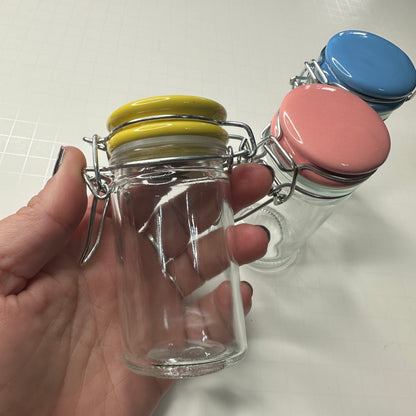 Perfect Pour Jar for Liquid Polymer Clay – 2oz Glass Jar with Lid | Choose Black, Yellow, Blue, or Pink - Create Along 