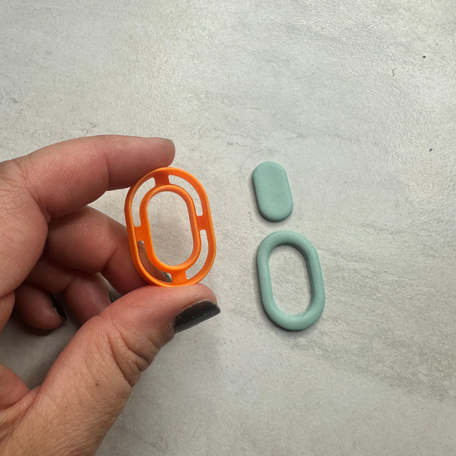 Oblong Polymer Clay Donut Cutter – 1.5" Tall | Skinny Oval Link, Chain, Stud & Drop Earring Shape - Create Along 