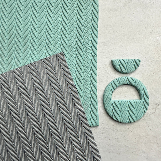 Wavy Chevron Polymer Clay Stamp – 3x4 Inch Rubber Texture Sheet - Create Along 