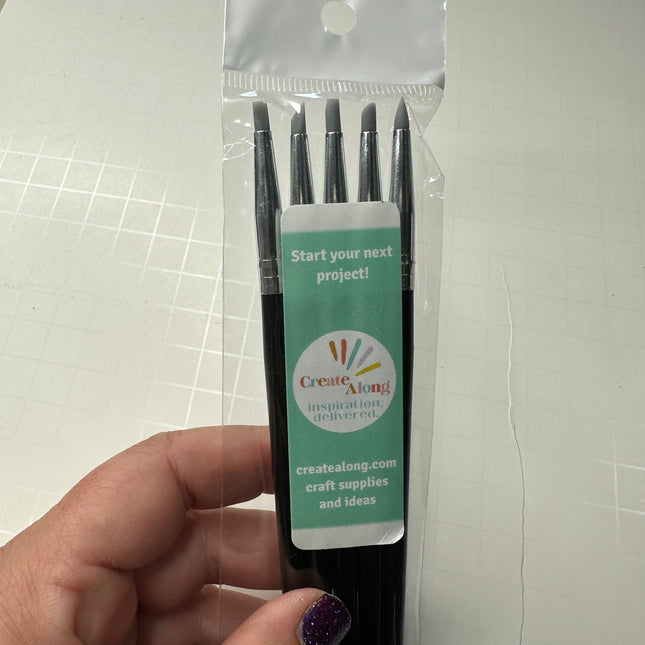 Silicone Tip Sculpting Tool Set – 5-Piece Flexible Clay Shaping Brushes for Polymer Clay & Mixed Media - Create Along 