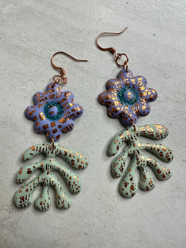 Floopy Flower Polymer Clay Cutter Set – 2-Piece Earring Cutter | Whimsical Flower + Abstract Leaf - Create Along 