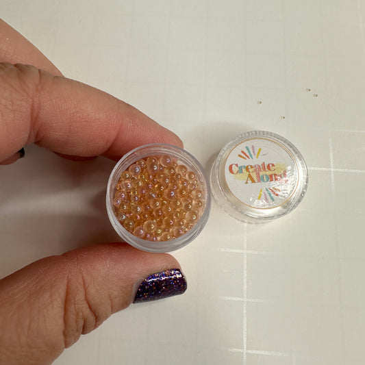 Golden Iridescent Caviar Beads – Mixed Sizes Up to 2mm | Translucent No-Hole Beads for Polymer Clay & Resin