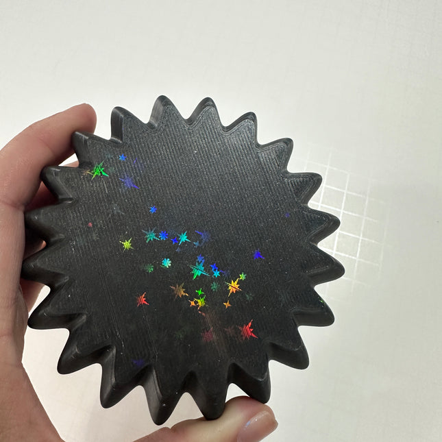 Fluted Starry Tool Cup for Polymer Clay & Sculpting Tools – Hematite Gray with Hidden Star Detail - Create Along 