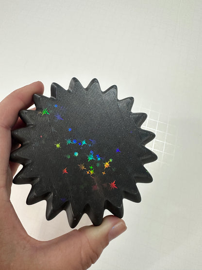 Fluted Starry Tool Cup for Polymer Clay & Sculpting Tools – Hematite Gray with Hidden Star Detail - Create Along 