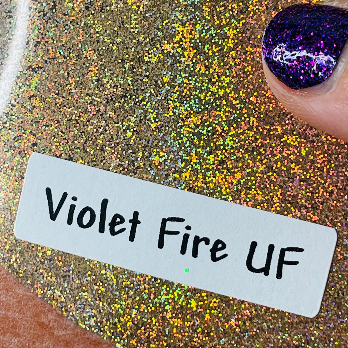 Violet Fire Ultrafine UF gold holographic Glitter 20 grams in Jar