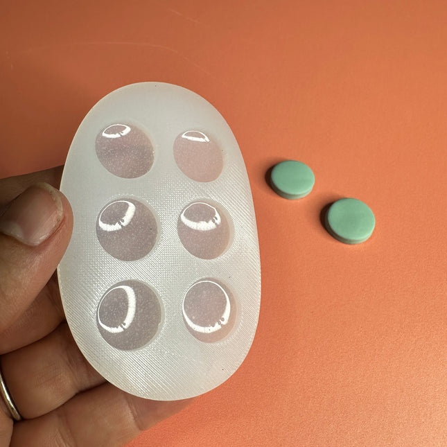 12mm Shiny Cabochon Mold – Round Stud Mold for UV Resin, Liquid Clay & Polymer Clay | Glossy Finish - Create Along 