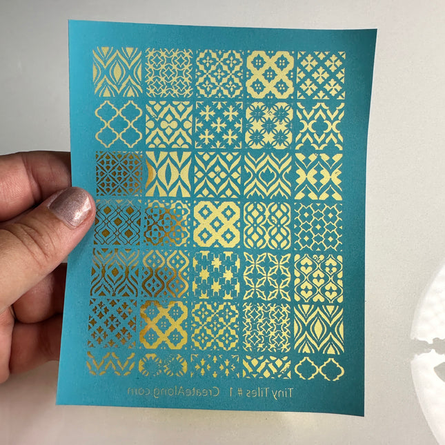 Silkscreen Stencil Tiny Tiles # 1 Multi Image for Polymer Clay and Mixed Media DIY silk screen - Create Along 