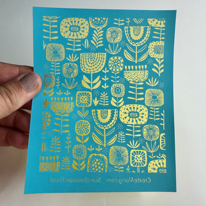 Silk Screen Scandinavian Floral Flowers Stencil For Polymer Clay - Create Along 