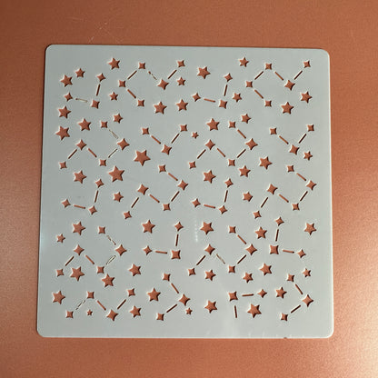 Constellations Celestial Mylar Stencil – 5x5 Inch Star Pattern for Polymer Clay & Mixed Media | 10 Mil Durable - Create Along 