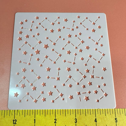 Constellations Celestial Mylar Stencil – 5x5 Inch Star Pattern for Polymer Clay & Mixed Media | 10 Mil Durable - Create Along 