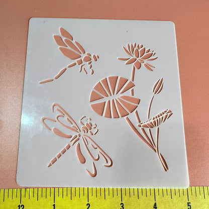 Dragonflies and Lotus Mylar crafting stencil - Create Along 