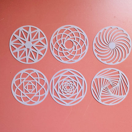 Radial Patterns Stencil Set – 6-Piece 2.5" Geometric Stencils for Earrings, Pendants, Coasters & Artist Coins - Create Along 