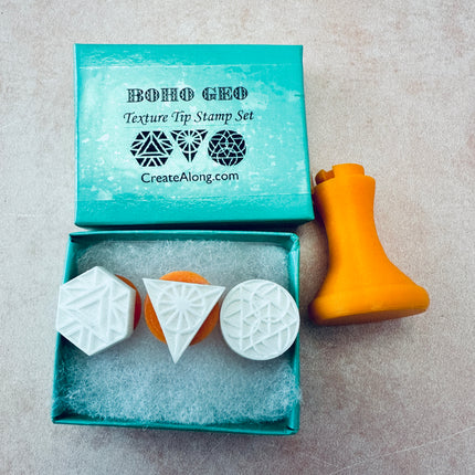 Boho Geo Texture Tips mini clay stamps | geometric small stamping designs - Create Along 