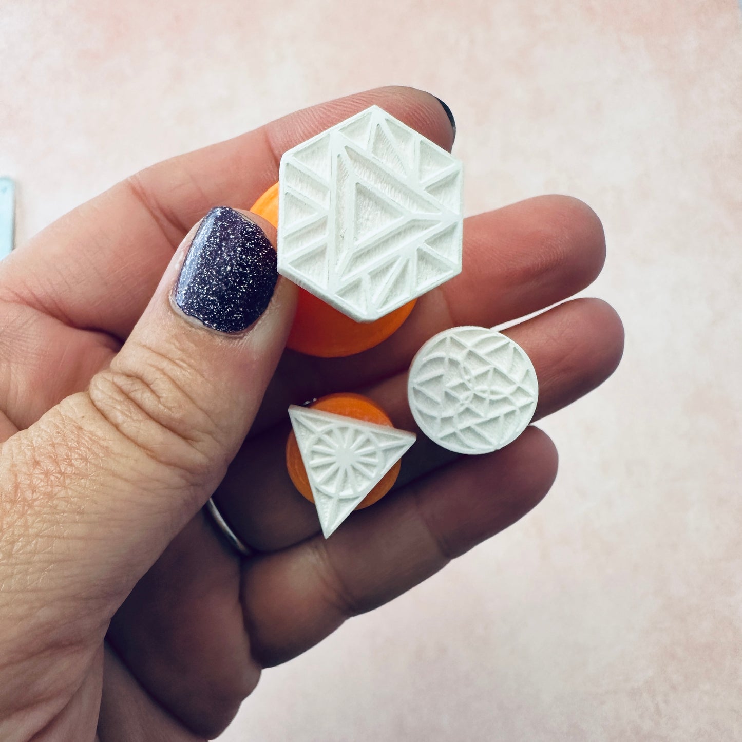 Boho Geo Texture Tips mini clay stamps | geometric small stamping designs