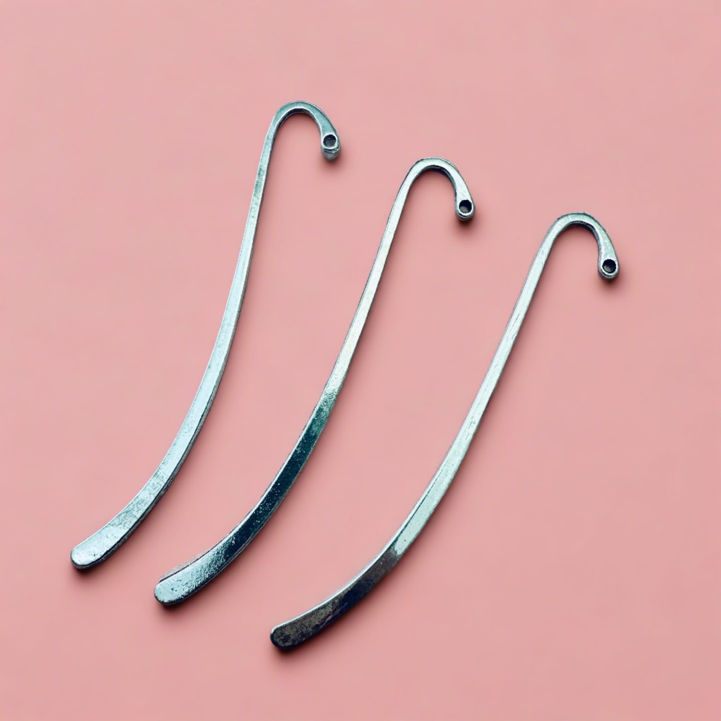 3 Bookmark Blanks Hook Metal to make clay or beaded dangles