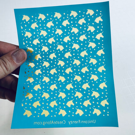 Unicorn Frenzy Silkscreen – Magical Polymer Clay Pattern (3.3” x 4.3”) - Create Along 