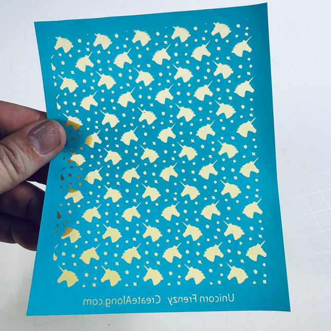 Unicorn Frenzy Silkscreen – Magical Polymer Clay Pattern (3.3” x 4.3”) - Create Along 