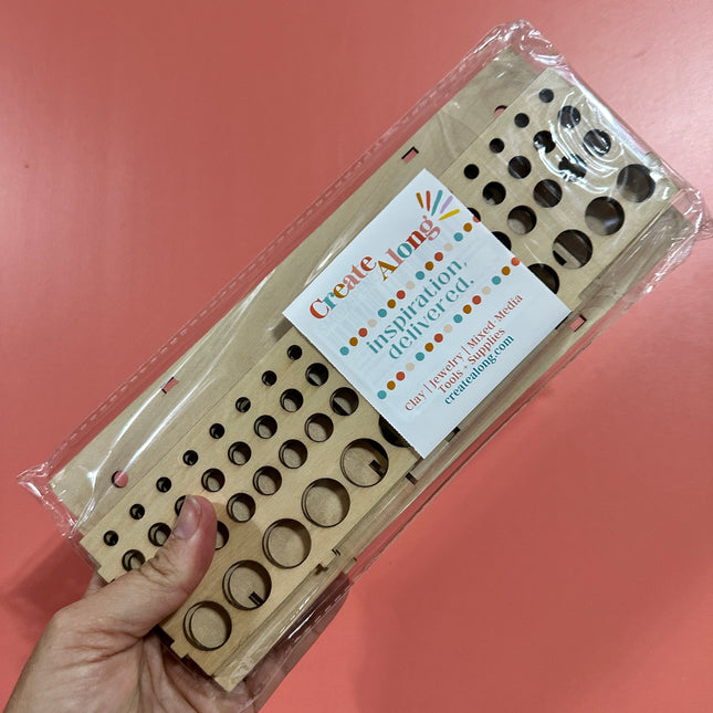 Clay Tools Organizer – 64 Slot Wood Rack for Polymer Clay & Craft Tools - Create Along 