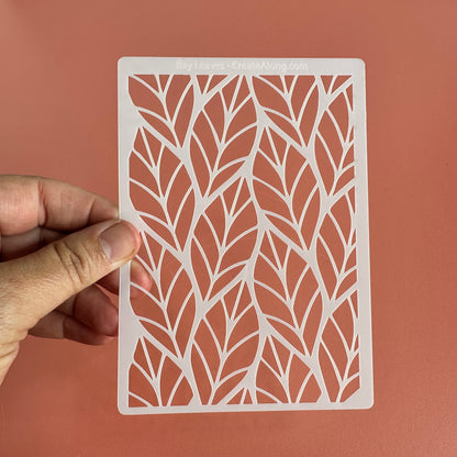Bay Leaves Leaf Mylar Stencil texture sheet for polymer clay - Create Along 