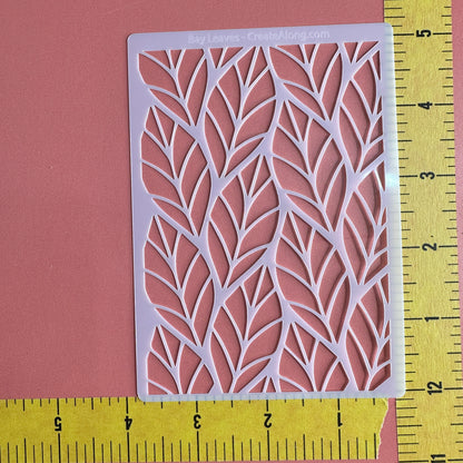 Bay Leaves Leaf Mylar Stencil texture sheet for polymer clay - Create Along 