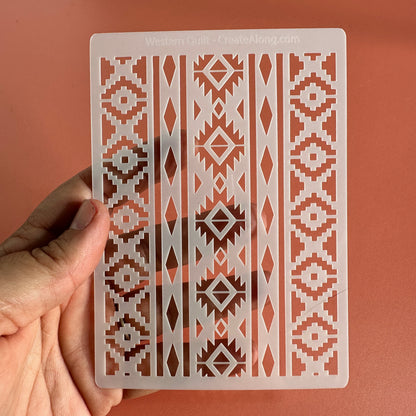 Western Quilt SouthWestern Mylar Stencil 3.5 x 5" - Create Along 