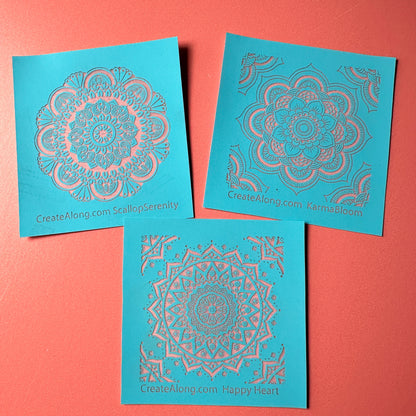 Clay Stencil Scalloped Serenity Mini Mandala silkscreen set - Create Along 