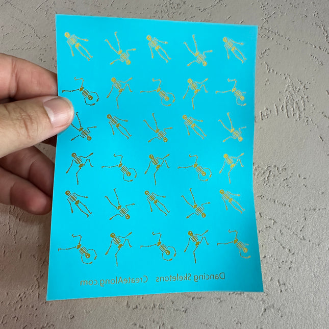 Dancing Skeletons Skull Halloween Silk Screen Stencil for Polymer Clay, Art Jewelry, Mixed Media - Create Along 