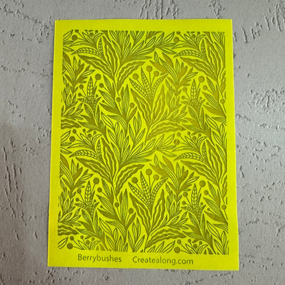 Silkscreen Stencil BerryBushes For Polymer Clay Earrings and art - Create Along 