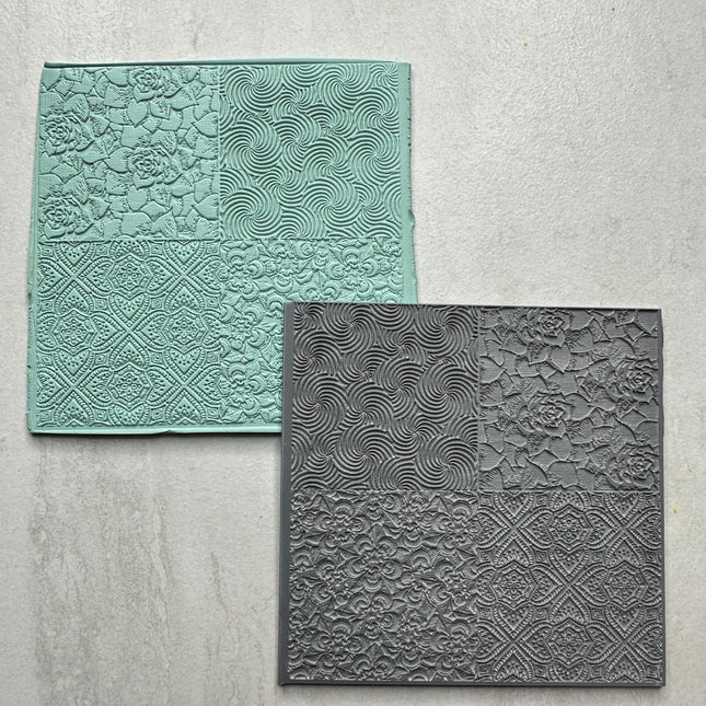 Succulent Swirl 4x Texture Tiles Rubber stamp sheet - Create Along 