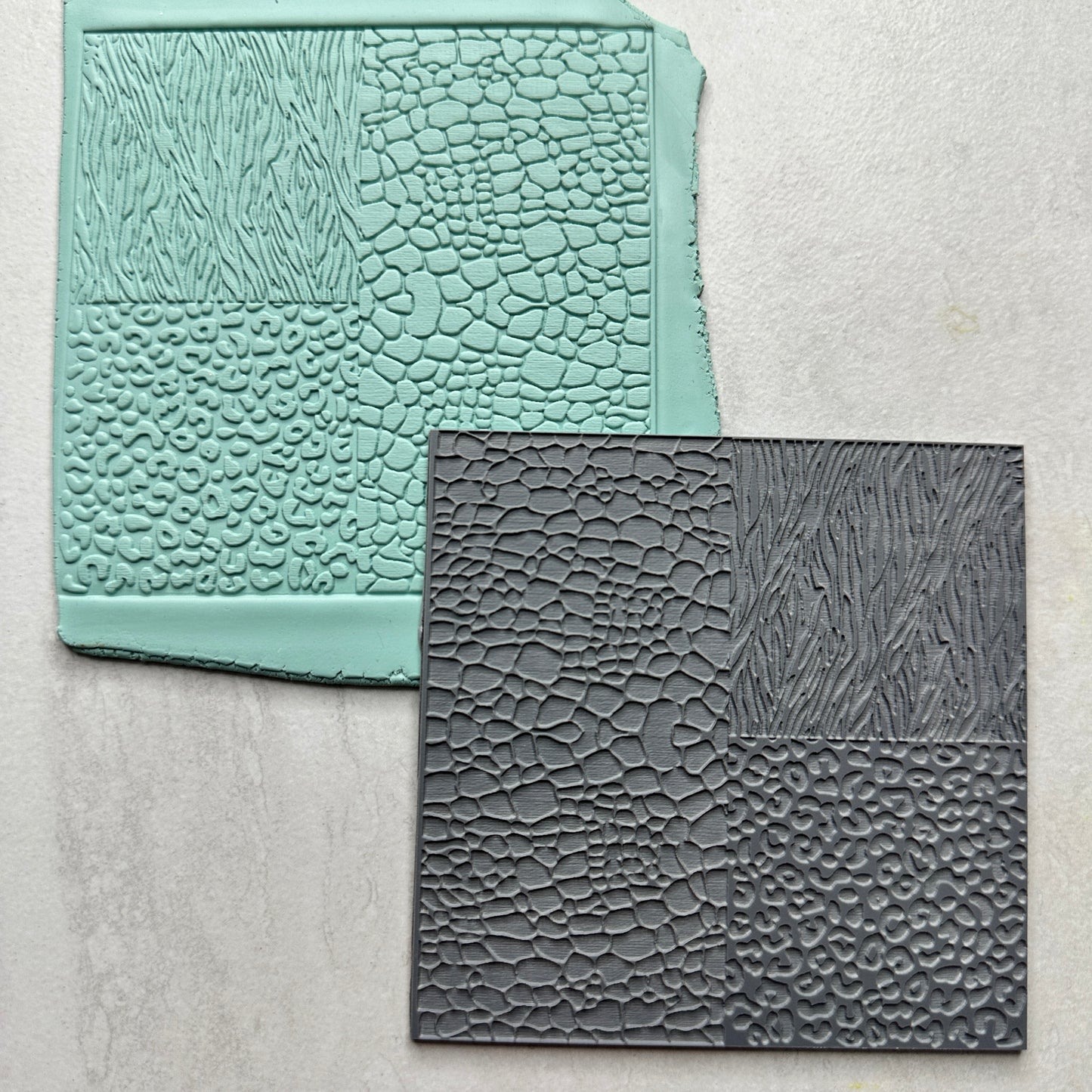 Wild Things 4x Texture Tiles Rubber Stamp Sheet animal prints