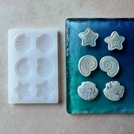 Silicone Seashells Starfish Stud beads clay earring mold - Create Along 