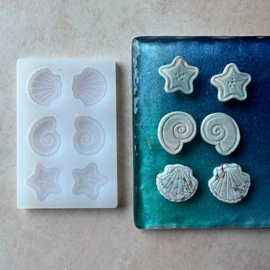 Silicone Seashells Starfish Stud beads clay earring mold