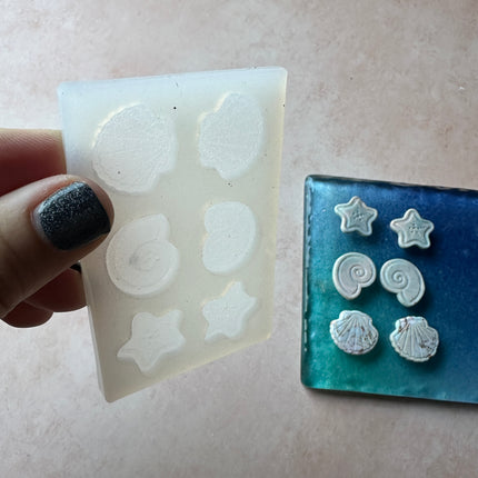 Silicone Seashells Starfish Stud beads clay earring mold - Create Along 