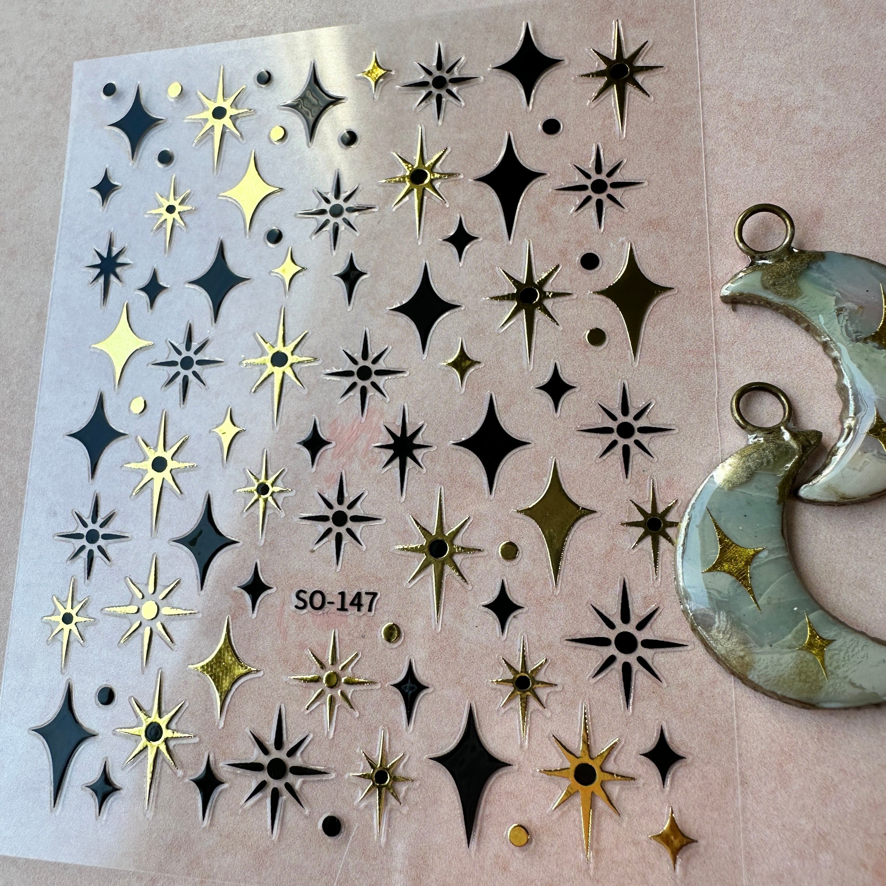 Multi Celestial Sparkle Stickers embed in resin and liquid clay - blac