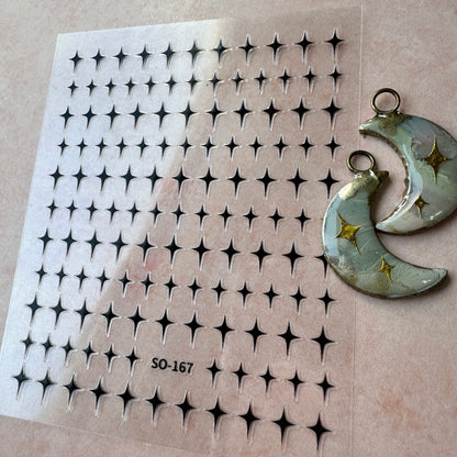 Celestial Tiny Sparkle Stickers embed in resin and liquid clay - black, white, silver, or gold