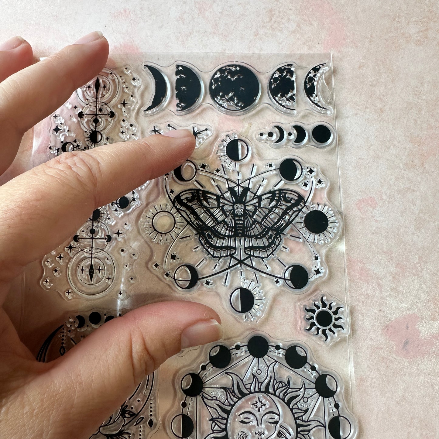 Cosmic Celestial Sun clear rubber stamp polymer clay scrapbook mixed media gelli printing