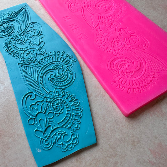 Henna Flowers Silicone sugar mat backfill clay mold