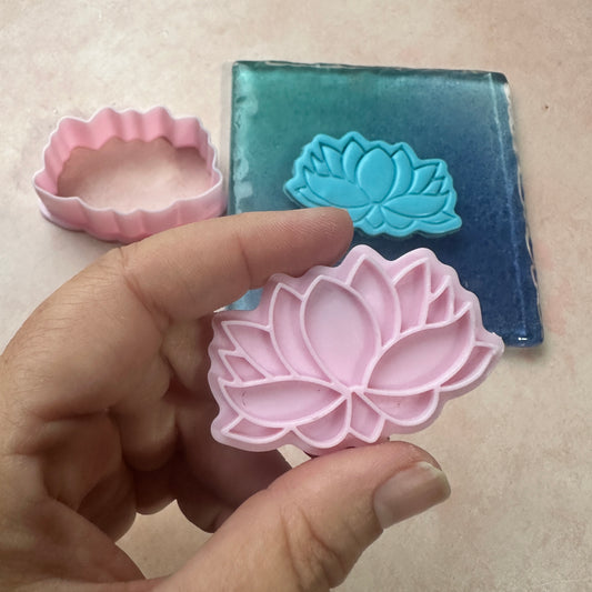 Flower Power Lotus stamp and clay cutter set